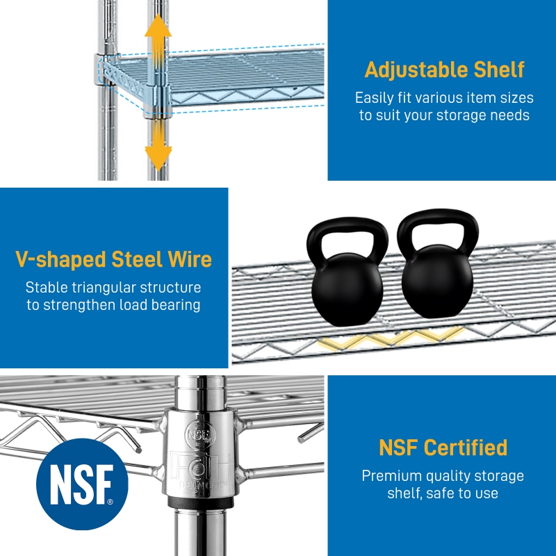 Ktaxon 8-Tier Wire Shelving Unit, Height Adjustable Steel Storage
