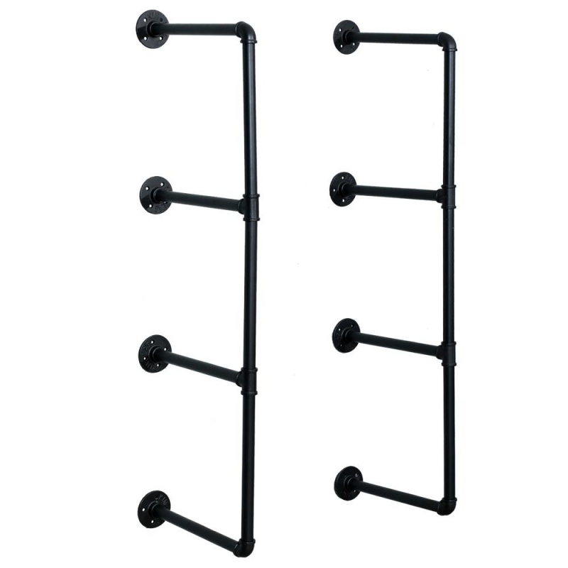 Ktaxon 4-Level Storage Rack, Industrial Wall Mount Iron Pipe Shelf, (4 ...