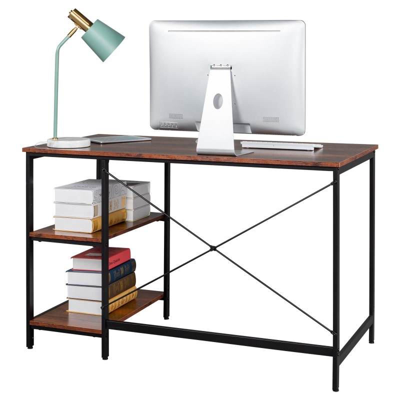 Ktaxon Computer Desk with Side Shelves for Storage,Durable Study Table