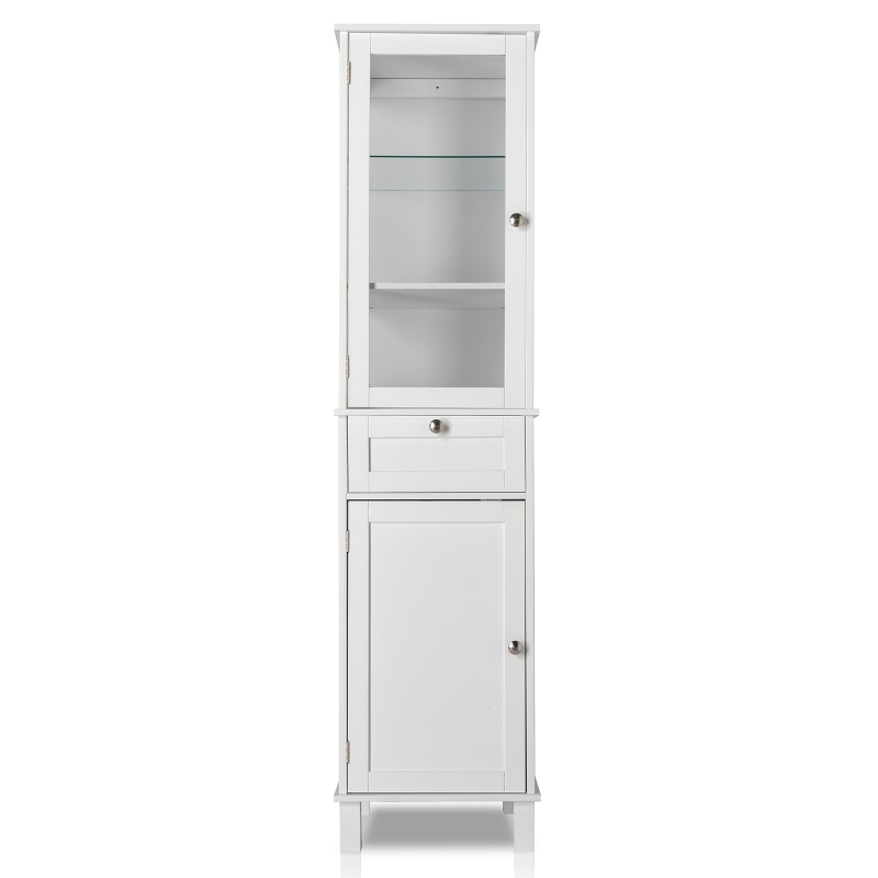 Kadyn Bathroom Tall Free Standing Storage Cabinet, Linen Floor Cabinet with  Doors, Entrance Cabinet Organizer with 2 Drawers, Natural 