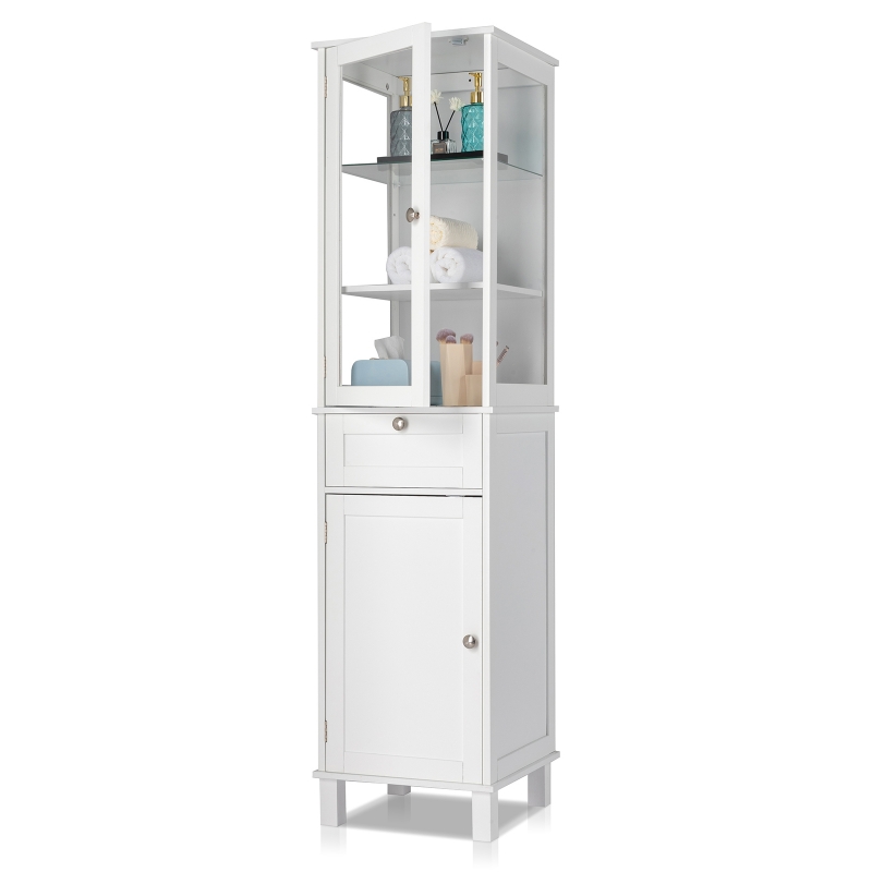 Ktaxon Bathroom Storage Cabinet, Wooden Linen Tower, Narrow Tall