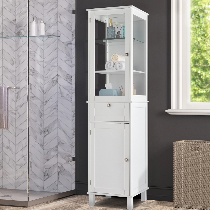 Ktaxon Small Bathroom Storage Corner Floor Cabinet with Doors and  Shelves,Thin Toilet Vanity Cabinet,White - ktaxon