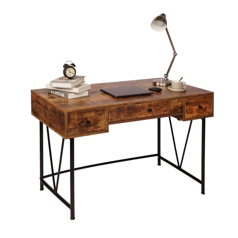 Ktaxon Heavey Duty Computer Desk, Rustic Wood Writing Desk, Farmhouse Sturdy Metal Desks,Home
