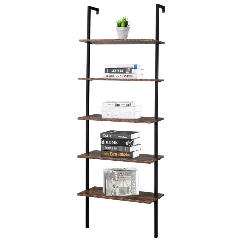 Ktaxon Industrial Ladder, 5Shelf Wall Mounted Leaning Bookcase