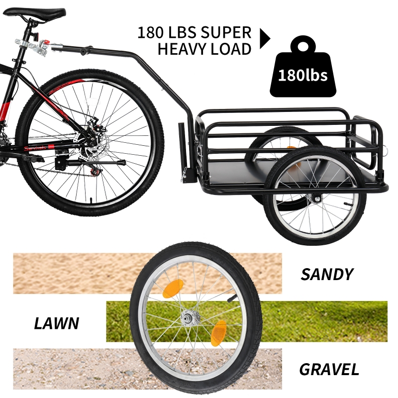 Ktaxon Foldable Bike Cargo Trailer with 16 Wheels, Bicycle Wagon