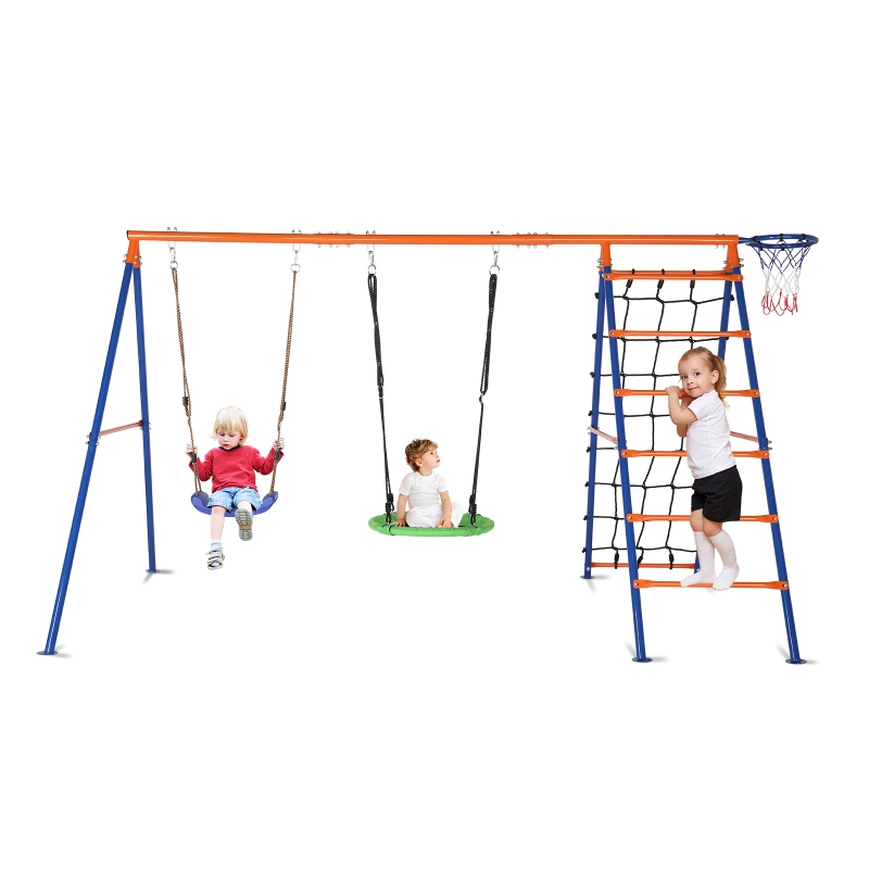 Ktaxon 550lbs Capacity Kids Swing Set with Heavy Duty A-Frame
