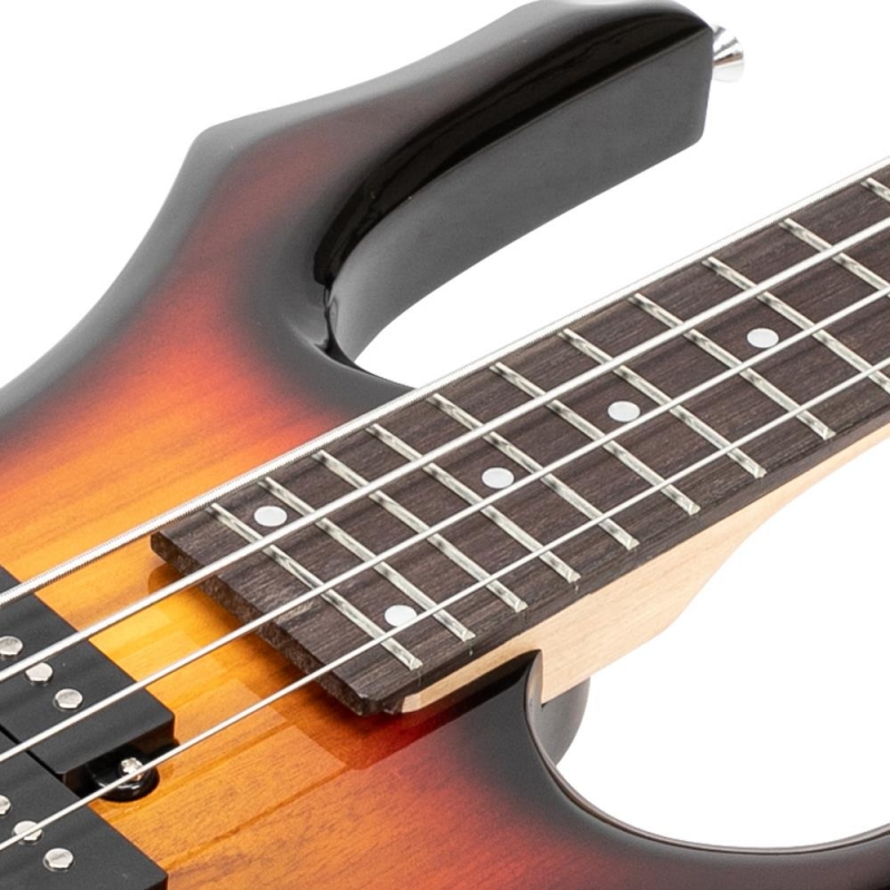 Glarry Burning Fire 4 String Electric Bass Guitar with SS Pickups and