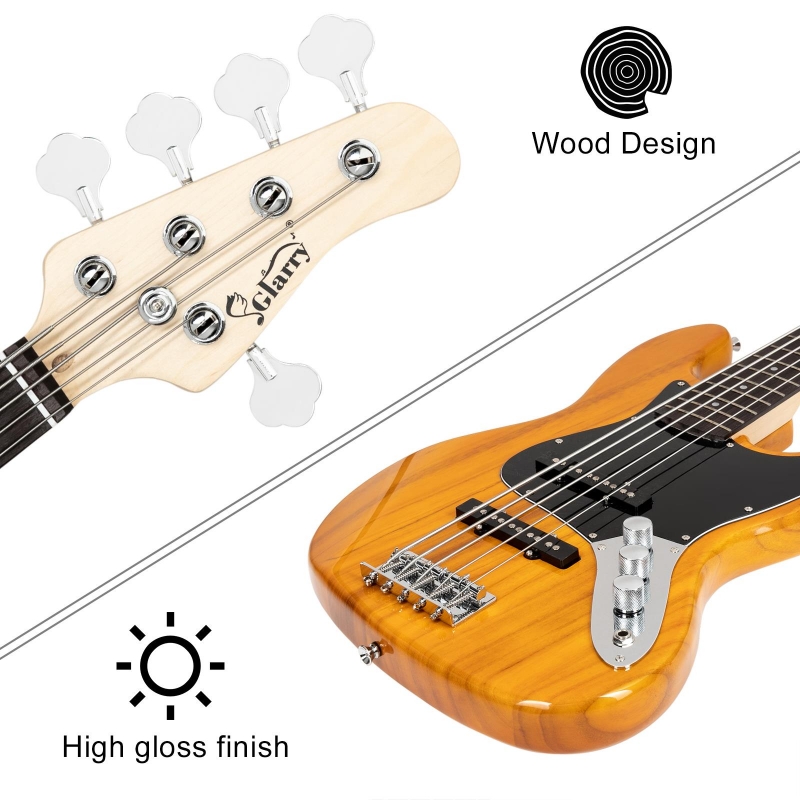 Glarry Beginners Electric Bass Guitar with Amp, Bass Bag,Yellow ktaxon