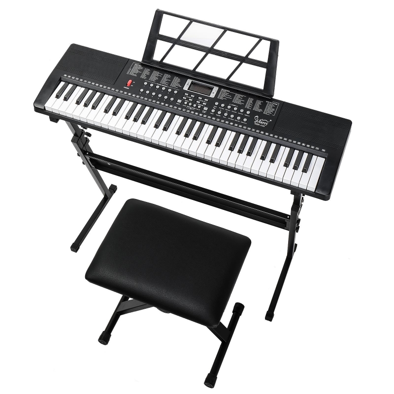Glarry 61 Keys Keyboard with Piano Stand, Piano Bench, Built In