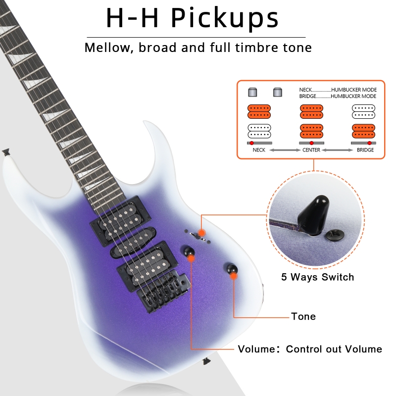 Ktaxon 39in Electric Guitar Beginner Kit w/ HSH Pickups, Bag