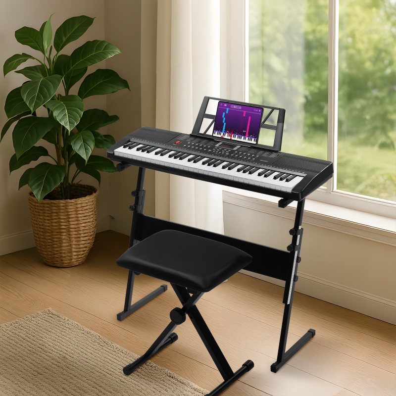 Ktaxon 61 Keys Keyboard Piano with Lighted Keys, Z-Stand, Piano