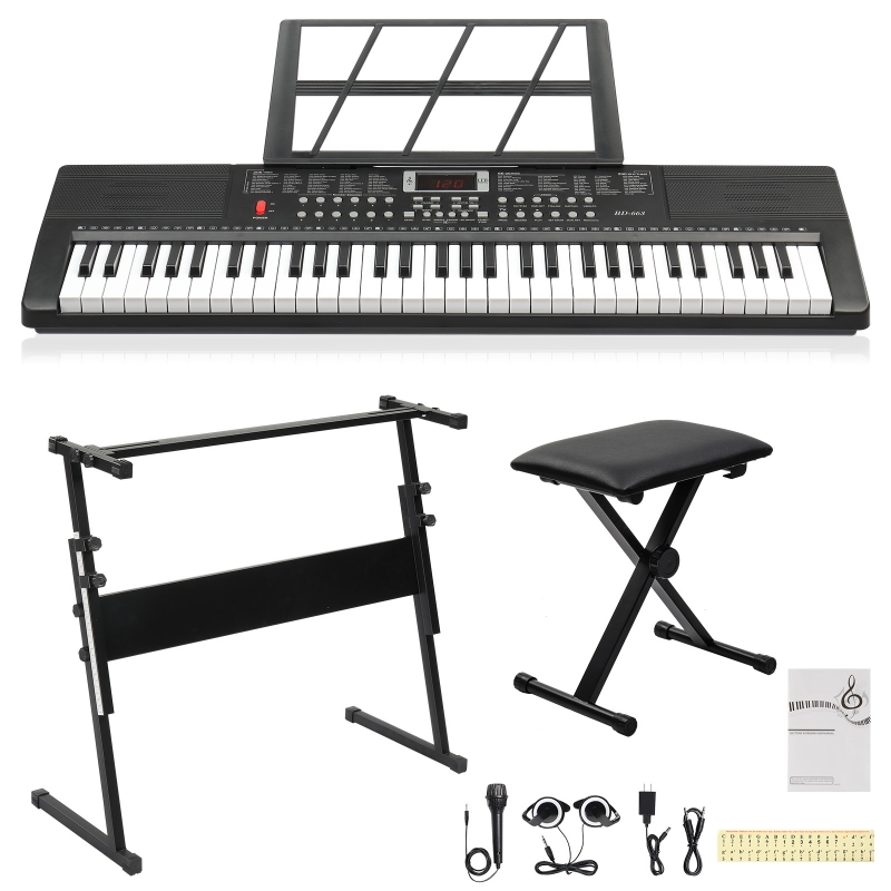 Ktaxon 61 Keys Keyboard Piano with Lighted Keys, Z-Stand, Piano