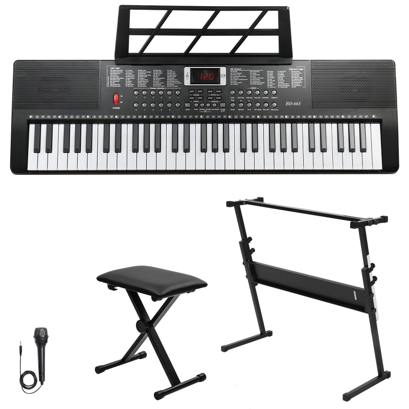 Ktaxon 61 Keys Keyboard Piano with Lighted Keys, Z-Stand, Piano