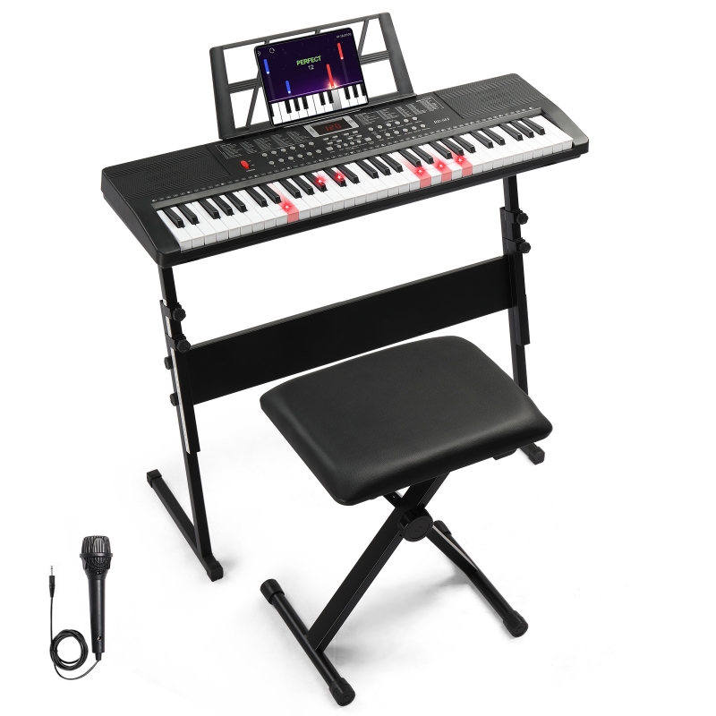 Ktaxon 61 Keys Keyboard Piano with Lighted Keys, Z-Stand, Piano