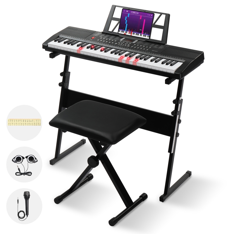 Ktaxon 61 Keys Keyboard Piano with Lighted Keys, Z-Stand, Piano