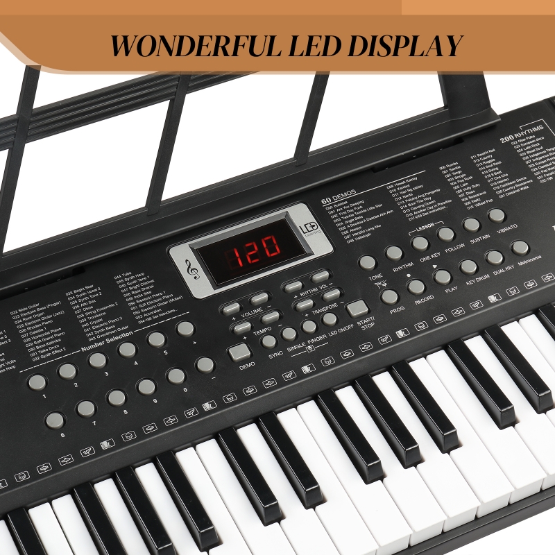 Ktaxon 61 Keys Keyboard Piano with Lighted Keys, Z-Stand, Piano