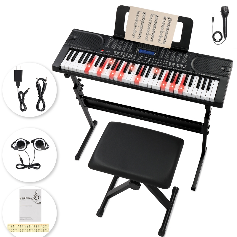 Ktaxon 61 Keys Keyboard Piano with Lighted Keys, Z-Stand, Piano