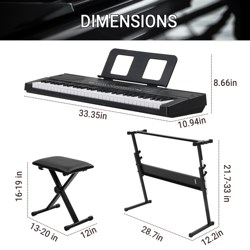 Ktaxon 61 Keys Keyboard Piano with Lighted Keys, Z-Stand, Piano