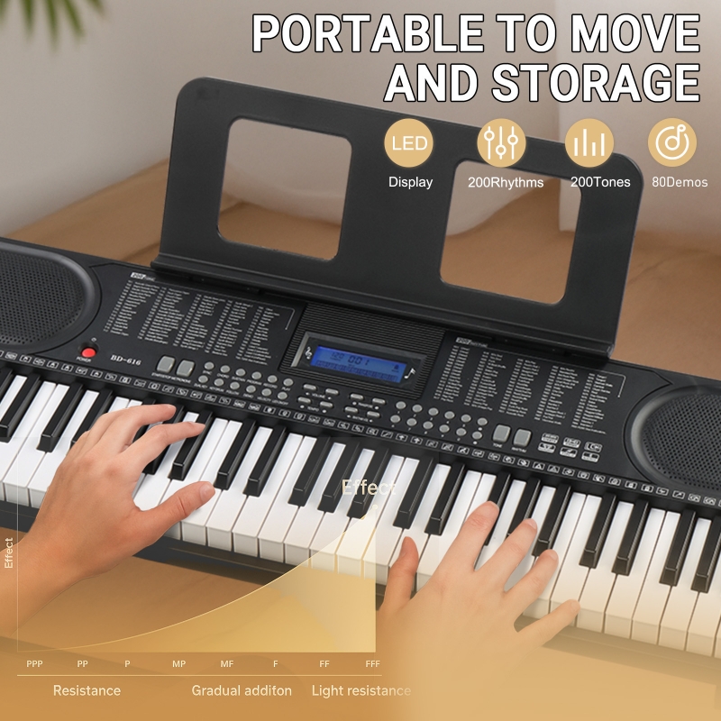 Ktaxon 61 Keys Keyboard Piano with Lighted Keys, Z-Stand, Piano