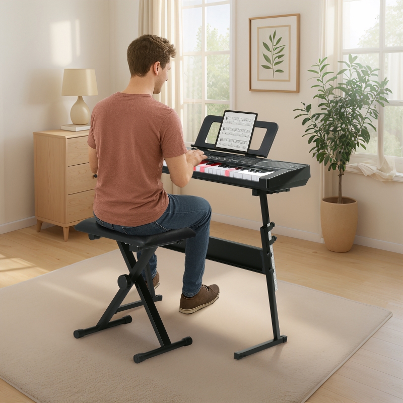Ktaxon 61 Keys Keyboard Piano with Lighted Keys, Z-Stand, Piano