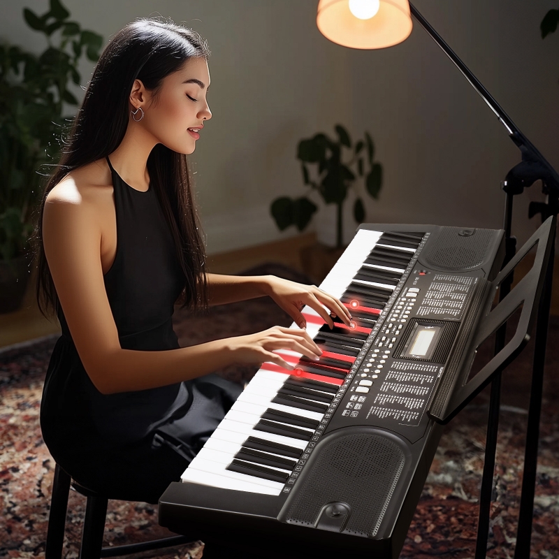 Ktaxon 61 Keys Keyboard Piano with Lighted Keys, Z-Stand, Piano