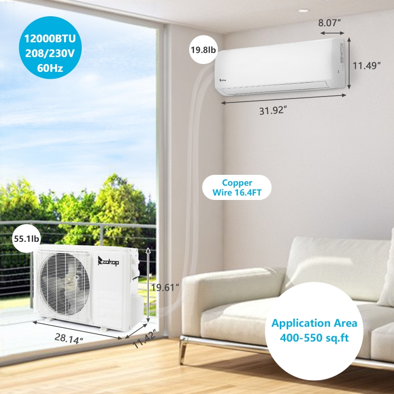 Ktaxon 12000BTU 19 Seer Smart Split Type Inverter Air