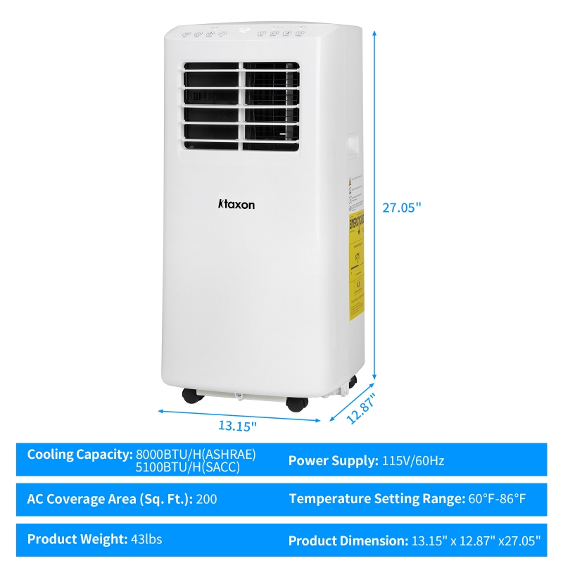 Ktaxon 8000BTU Portable Air Conditioner & Dehumidifier Function Remote