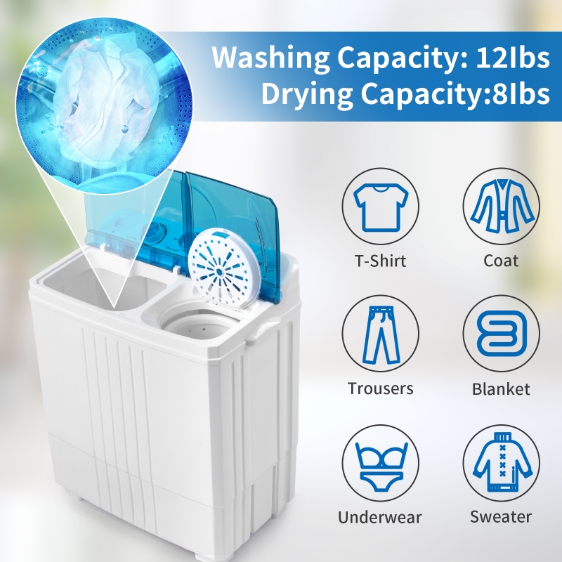 Ktaxon 20lbs Twin Tub Mini Portable Clothes Washing Machine W 