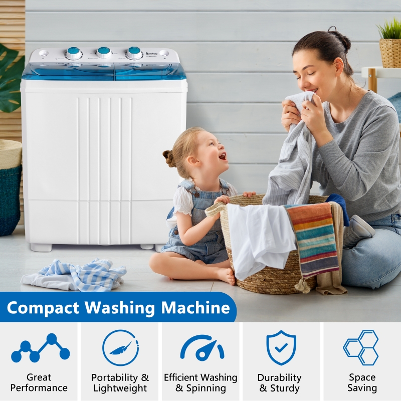 Ktaxon 20lbs Twin Tub Mini Portable Clothes Washing Machine W 