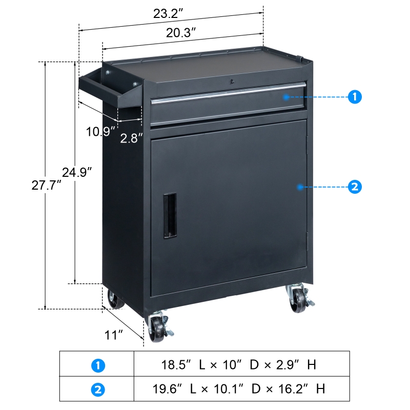 Ktaxon 4-Drawer 2-IN-1 Rolling Tool Chest Storage Cabinet