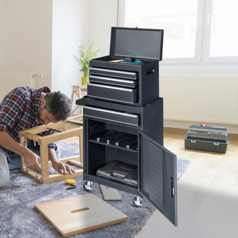 Ktaxon 4-Drawer 2-IN-1 Rolling Tool Chest Storage Cabinet
