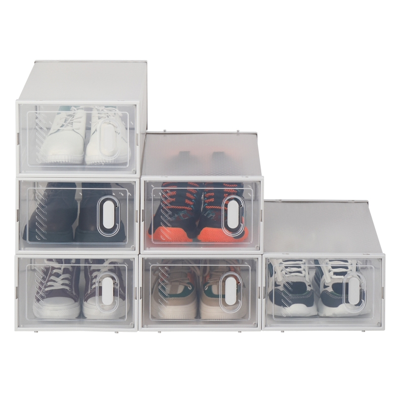 Ktaxon 6 Pack Shoe Boxes Clear Plastic Stackable Storage Box Closet ...