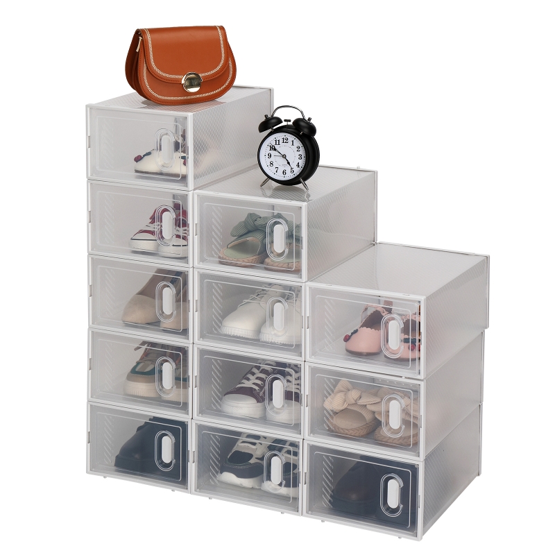 Ktaxon 12 Pack Shoe Boxes Clear Plastic Stackable Storage