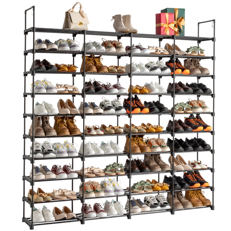 Long Shoe Rack LANTEFUL 3-Tier Shoe Rack With Hooks Space Saving