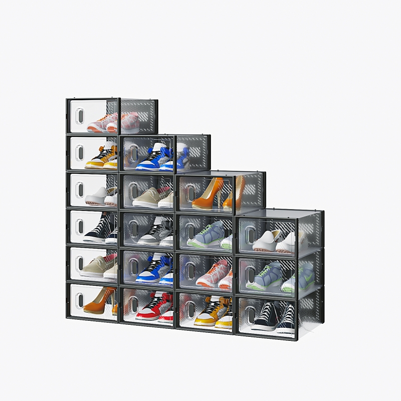 Ktaxon 18 PCS Shoe Boxes Clear Plastic Stackable Storage Box Closet ...