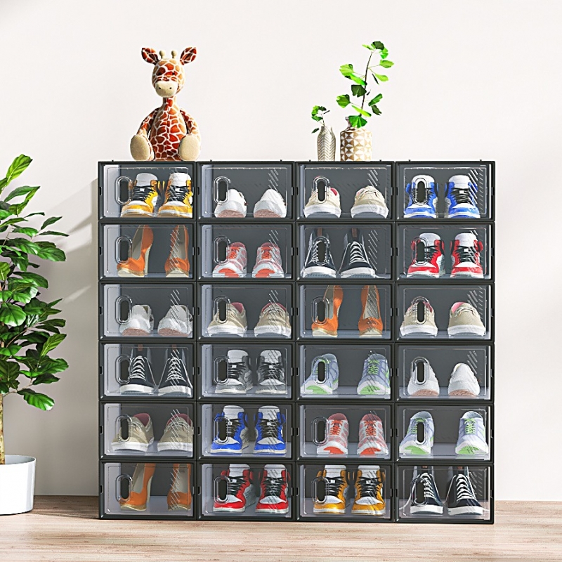 Ktaxon 24 PCS Shoe Boxes Clear Plastic Stackable Storage Box Closet ...