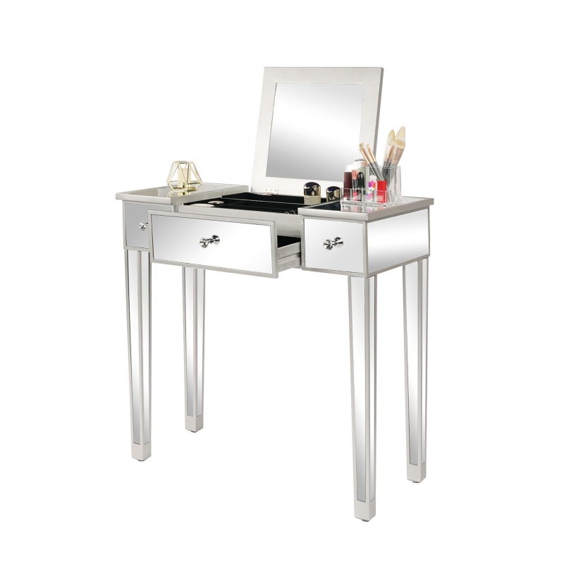Ktaxon Vanity Table,Fliptop Mirror Dressing Table Makeup Vanity Table Writing Desk with 2