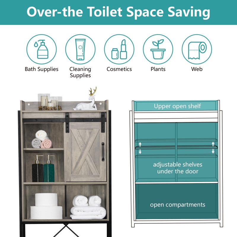 Ktaxon Over The Toilet Storage Bathroom Cabinet with Adjustable