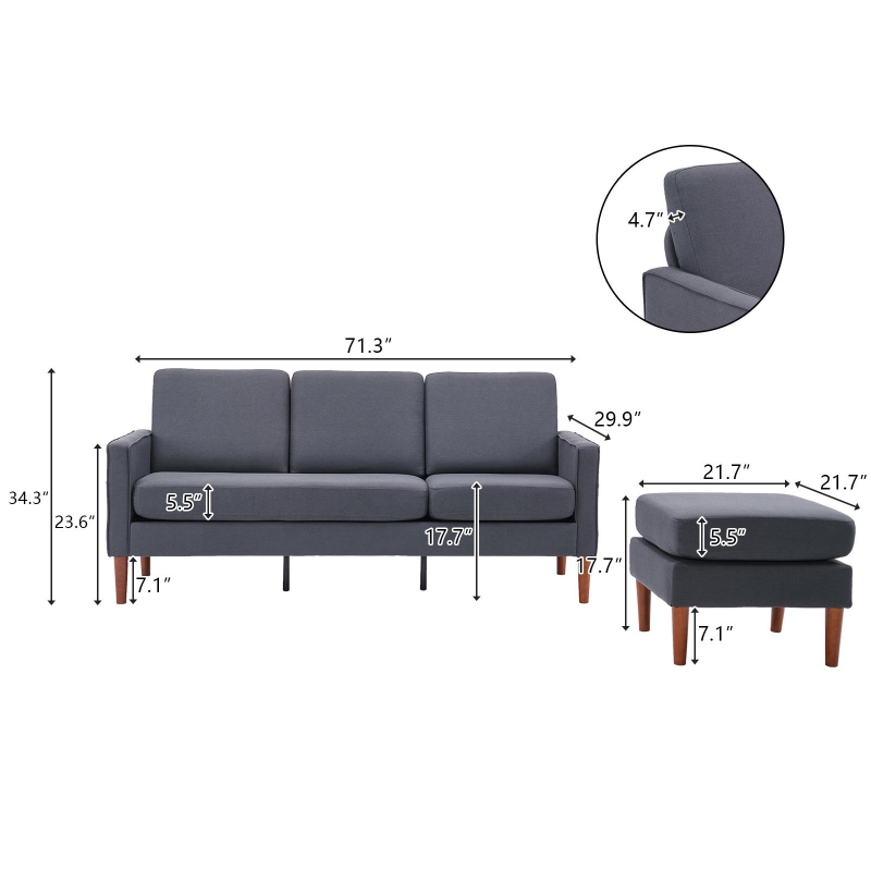 Ktaxon Convertible Sectional Sofa, L Shaped Couch with Linen Fabric