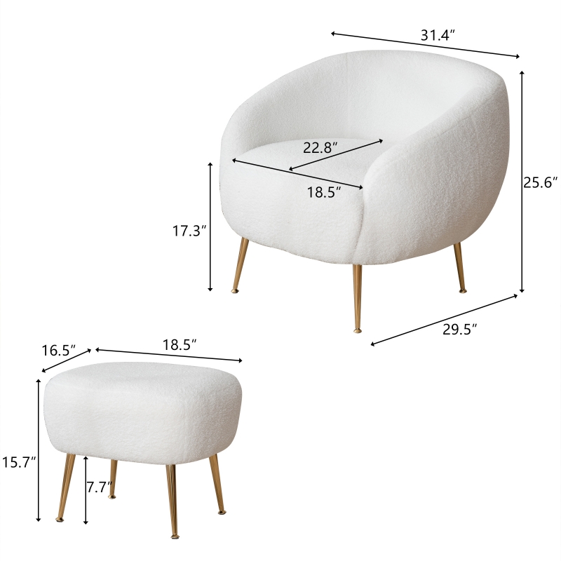 Ktaxon Fabric Accent Chair with Ottoman Footrest Modern Comfy
