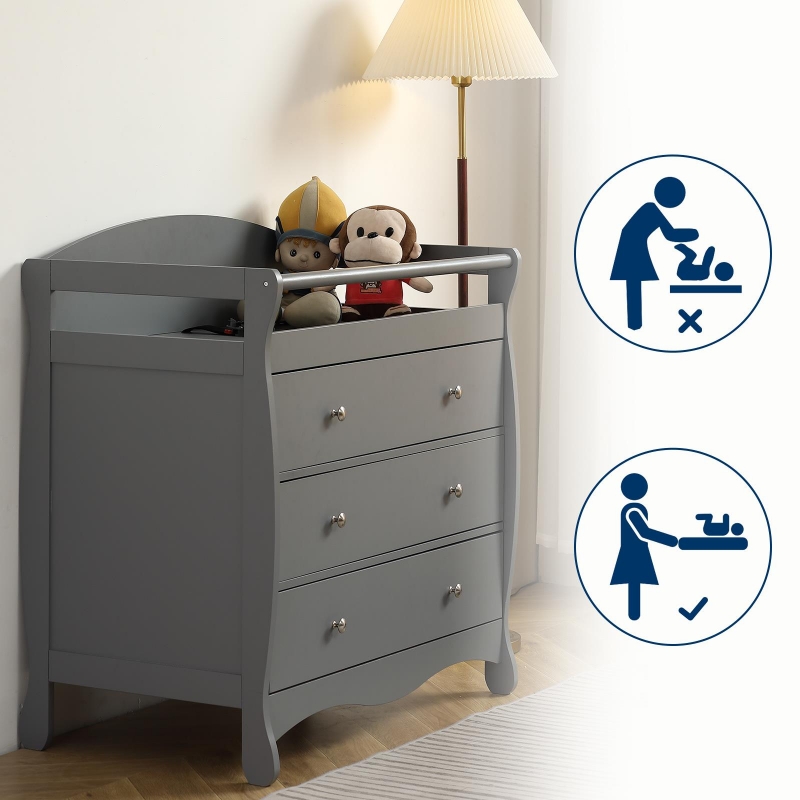 Changing table top rails for dresser