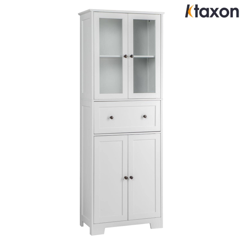 Ktaxon Tall Bathroom Corner Cabinet, Free Standing Bathroom Storage Cabinet Organizer with 2 Doors & 4 Adjustable Shelves for Kitchen Living Room Home