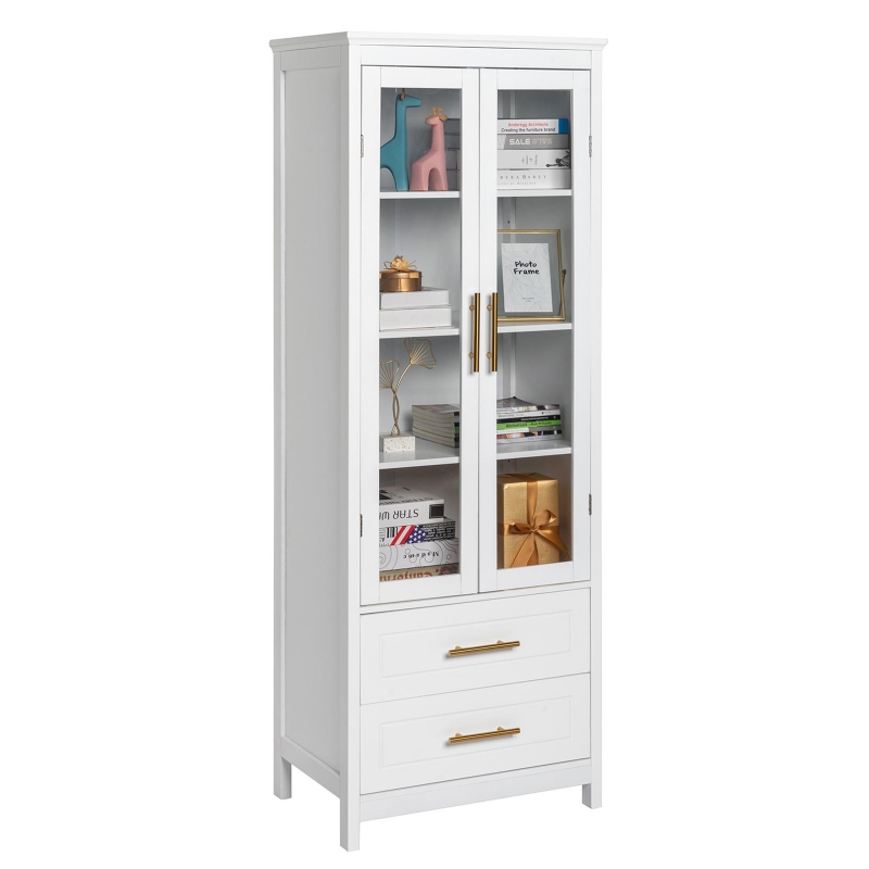 Ktaxon Large Bathroom Tall Storage Cabinet Organizer, Freestanding Line  Tower Pantry Cabinet with Adjustable Shelves and 2 Cupboards for Kitchen  Living Room Bedroom Office, 18x13x71, White 