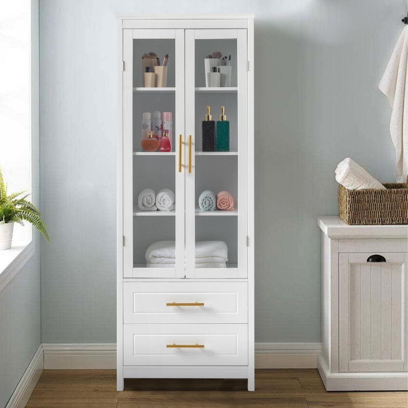 White Bathroom Storage Cabinet, Freestanding Office Cabinet with