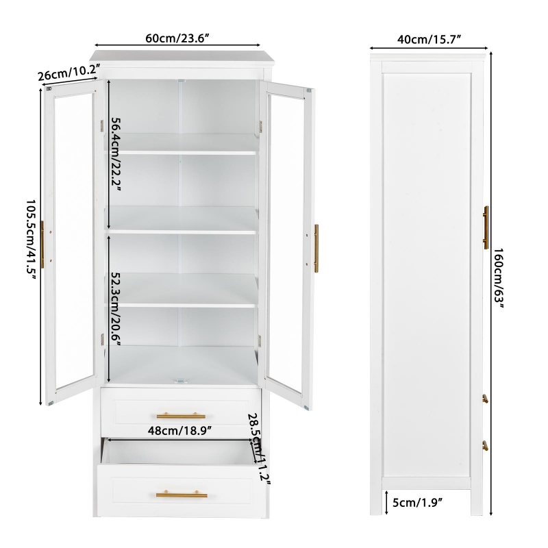 Ivinta Free Standing Bathroom Storage Cabinet with Shutter Doors