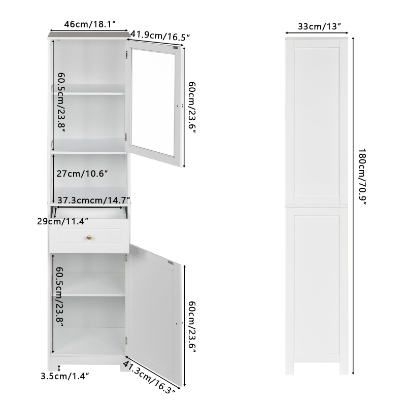 Costway 71'' Tall Tower Bathroom Storage Cabinet Organizer Display - See Details - Black
