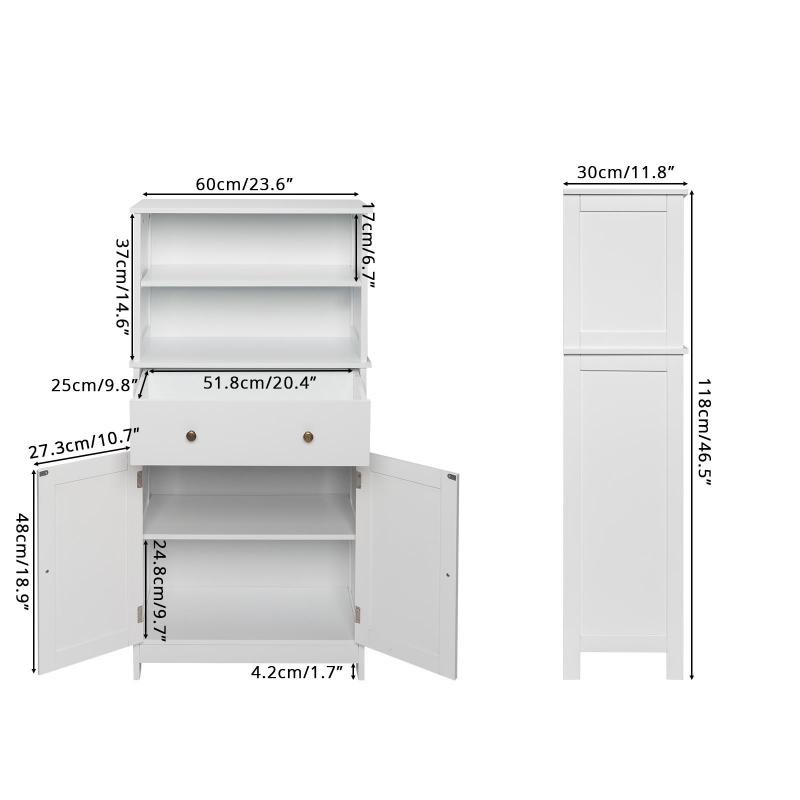 Ktaxon Large Bathroom Tall Storage Cabinet Organizer, Freestanding Line  Tower Pantry Cabinet with Adjustable Shelves and 2 Cupboards for Kitchen  Living Room Bedroom Office, 18x13x71, White 