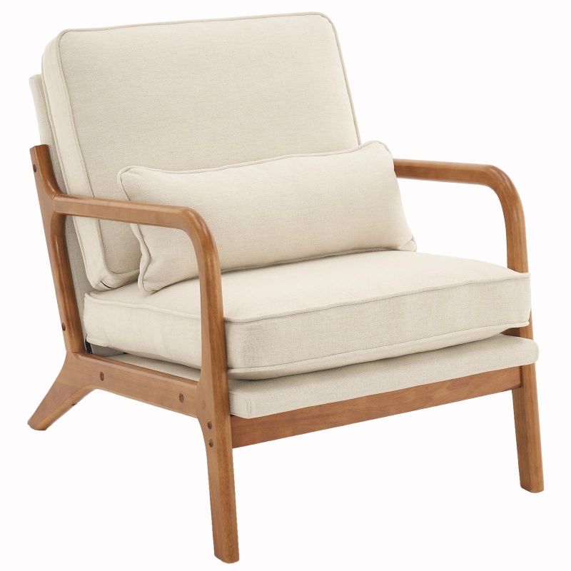 Ktaxon Mid Century Modern Accent Chair, Linen Fabric Armchair with