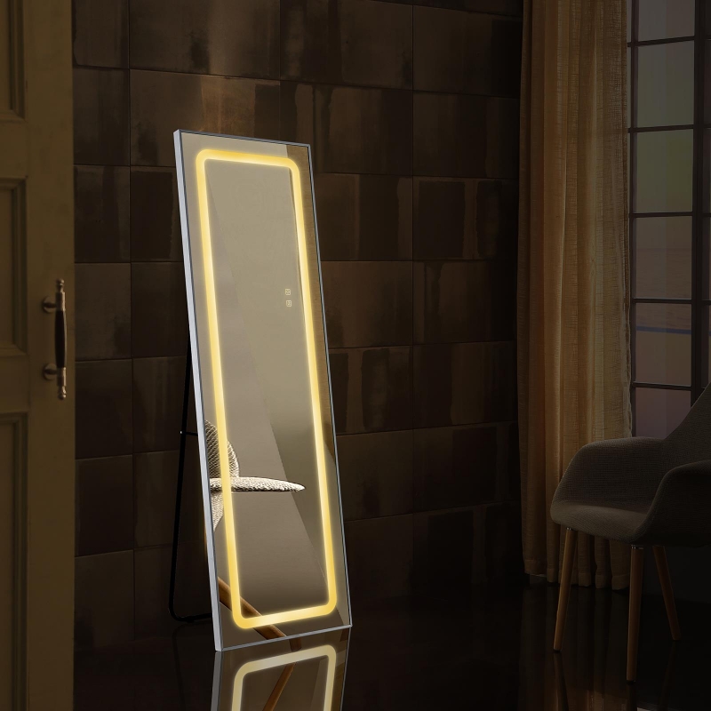 Ktaxon Full Length Mirror with LED Lights, Free Standing Tall Mirror