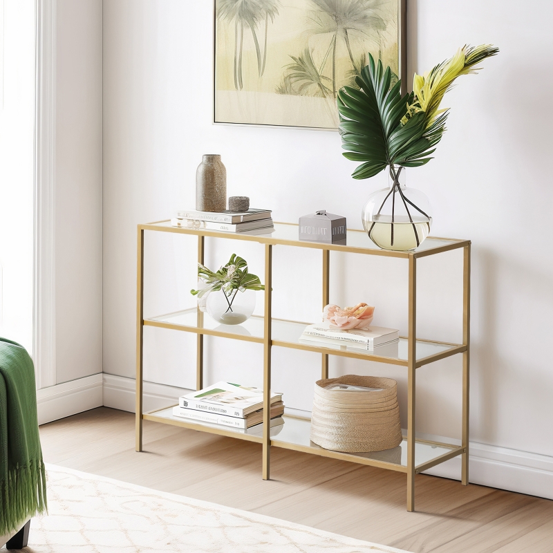 Golden Glass Console Sofa Table, Home Furniture
